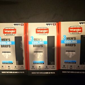 Set of 3 Wrangler Workwear Mens 3-pk Cooling Briefs Nylon Stretch Size Small